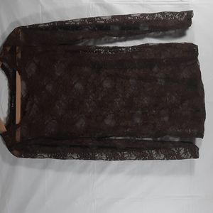 Bozzolo* brown lace blouse Sz L